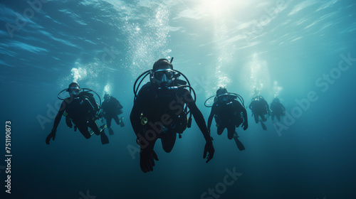 Group of divers passing exams open water © Anaya