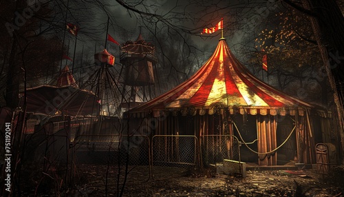 Fall Carnival A Spooky Circus Tent Generative AI photo