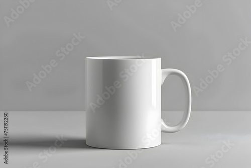 Minimalist White Coffee Mug Mockup on Table