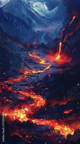 Volcanic Fire A Blazing Hot July Night Generative AI