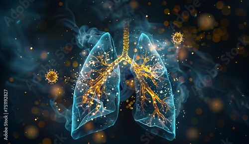 Lung Power A Glowing Tribute to the Human Respiratory System Generative AI photo