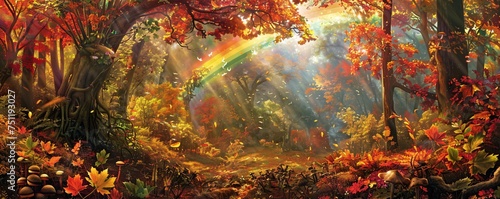 Fall s Rainbow A Vibrant Display of Autumn s Colors Generative AI