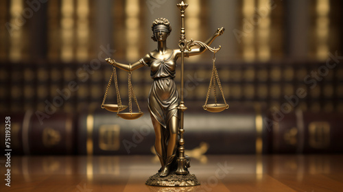 Lady Justice statue holding a scale. Suitable