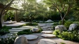 Zen Garden Stone Driveway in the Style of Vray Tracing