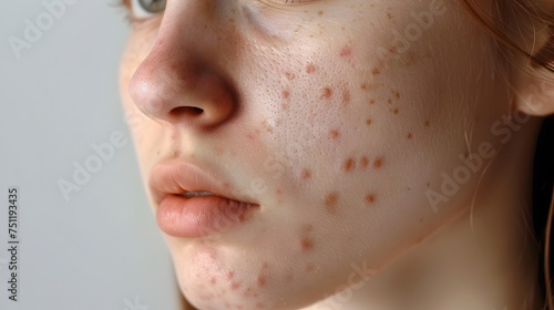 Young Womans Face with Striking Freckles