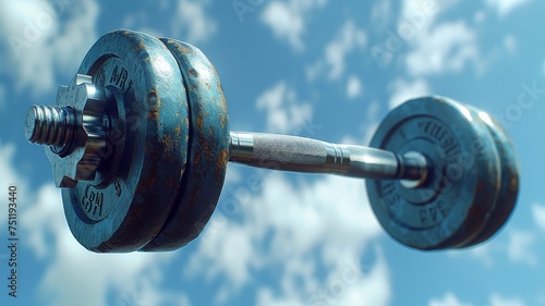Close-up of a barbell