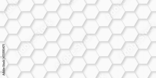 Fototapeta Naklejka Na Ścianę i Meble -  Vector seamless 3d abstract creative white hexagons backdrop background. modern background with hexagons. Hexagonal white hexagons honeycomb wallpaper with copy space for web cell honeycomb texture.