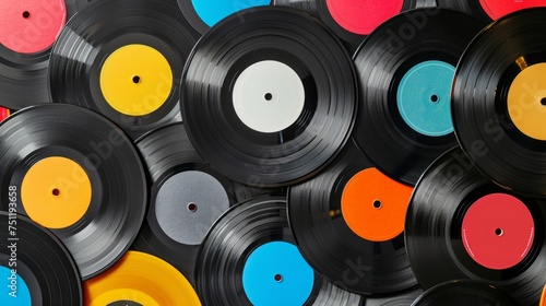 many vinyl records in many different colours