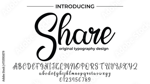 Share Font Stylish brush painted an uppercase vector letters, alphabet, typeface