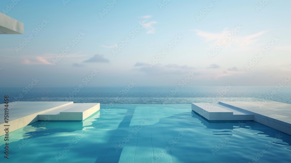 A visual masterpiece captured in HD, showcasing a contemporary pool with vanishing edges, seamlessly merging with the panoramic views