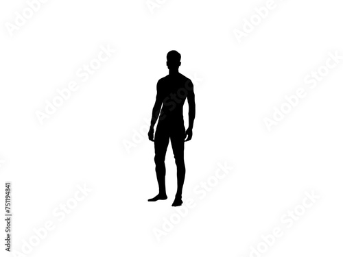 Black silhouette man standing. Silhouette and men set body standing and walking fashion Illustration. Human slim Gentlemen infographic template. silhouettes of men and women on a white background.
