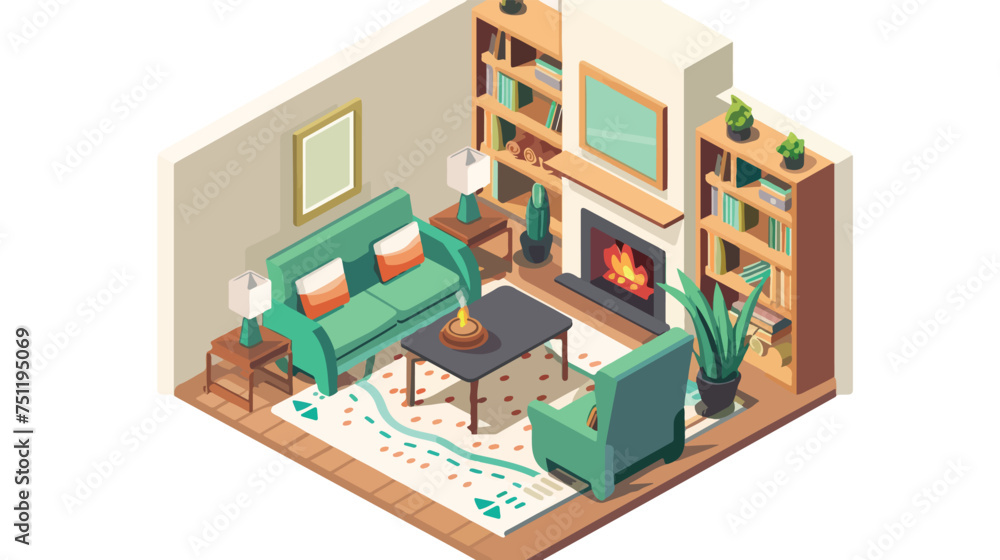Isometric cozy living room