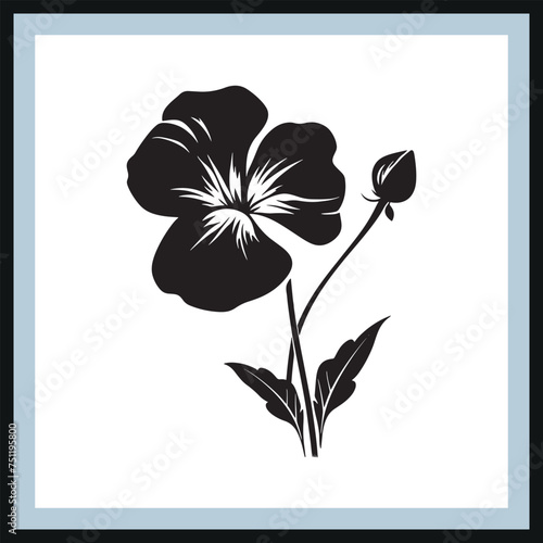 Pansy Flower Silhouette Vector Illustration, Icon, Art
