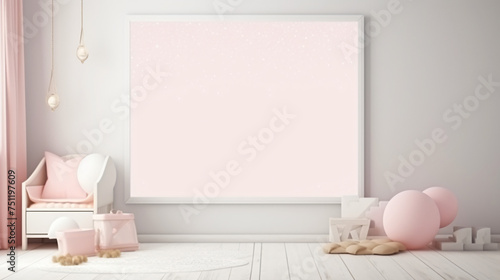 Mock up frame in children room interior background