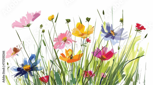Wild meadow flowers. Digital illustration. © Nobel