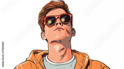 Young man with sunglasses cartoon. © Nobel