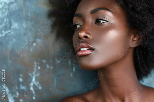 studio fashion shot of natural beauty African American mid aged woman 