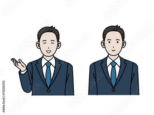 笑顔で話す会社員の男性、ビジネスマン