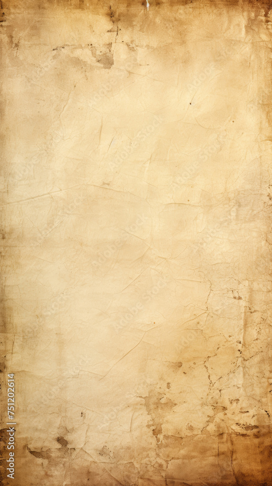 Dirty and stained vintage grunge brown blank parchment paper sheet background texture created with Generative AI Technology
