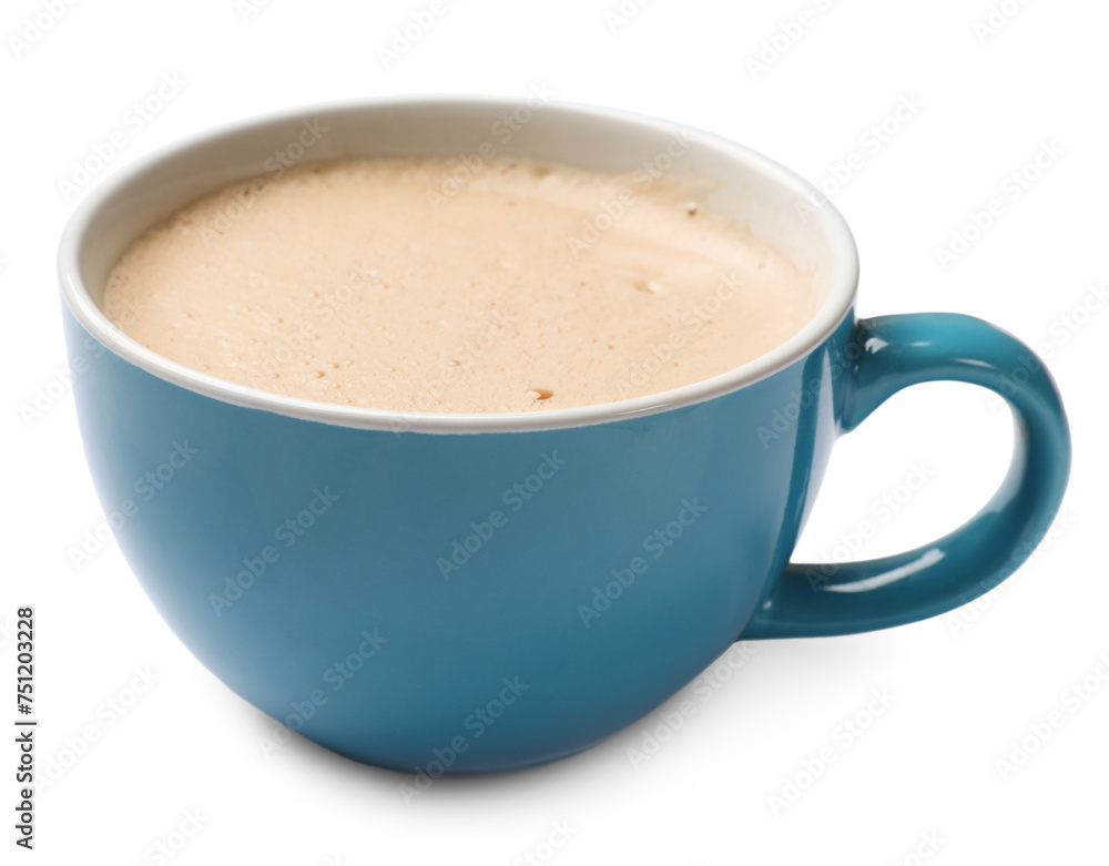 Aromatic coffee in cup isolated on white