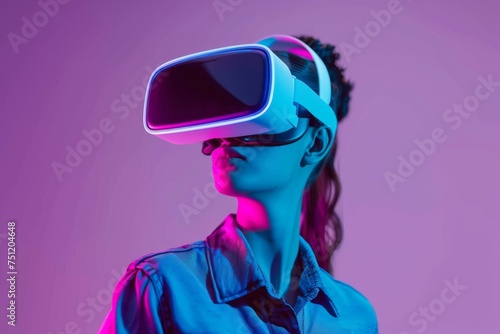 VR virtual interaction Mixed Virtual Reality Goggles for Sighting. Augmented reality Glasses Simulated Tourism. 3D Future Technology Well grounded Headset Gadget and Creativity Wearable Equipment © Leo