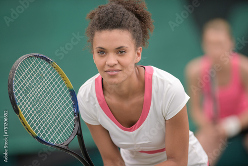 happy tennis player getting ready to serve © auremar