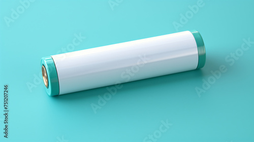 Rechargeable battery on blue background. Positive