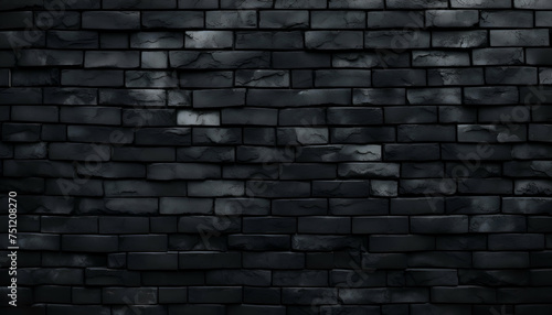 Black brick wall texture background for interior or exterior design and decoration.