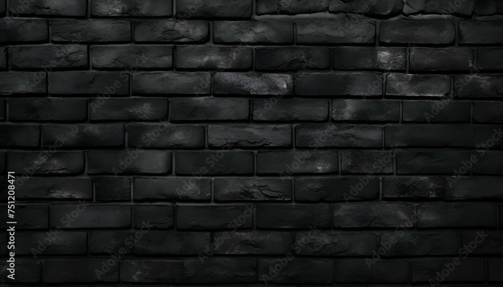 Black brick wall background. Black brick wall texture. Black brick wall background.