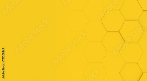 Yellow Hexagon Background With Copy Space (3D Illustration)