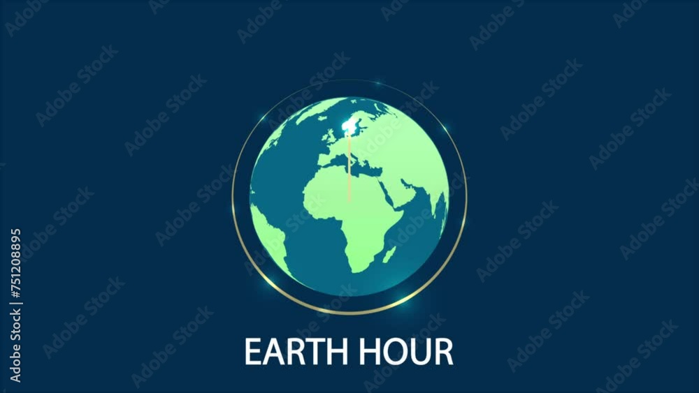 Earth hour clock and planet, art video illustration. Earth hour clock and planet, art video illustration.