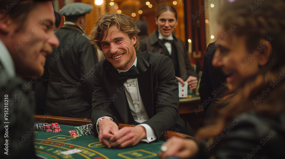 bachelor party at a craps table,generative ai