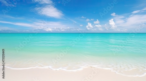 Blue Green Water Serenity - Stunning View of White Sand Beach and Turquoise Sea in Tropical Island