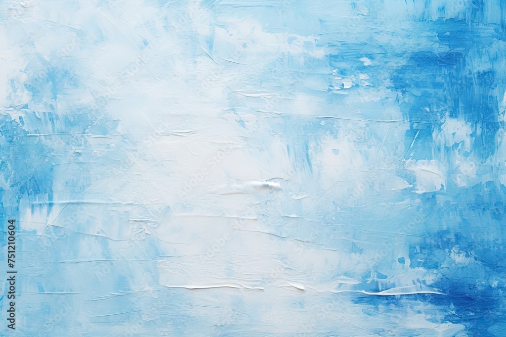 Blue Paint Textured Background. Artistic Brush Strokes in Shades of Blue and Grey Creating a Bright