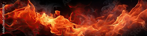 Fiery Flames: Intense Heat and Burning Flames on Black Background - Ideal for Wallpaper