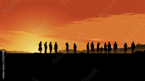 Silhouette of a group of people at sunset