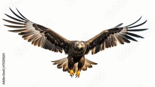 Silhouette of majestic white tailed eagle in flight
