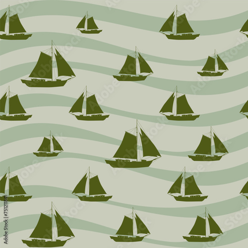 Ship seamless pattern  vector illustration