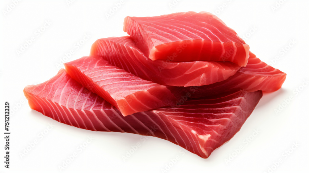Slices Tuna sashimi isolated on white background