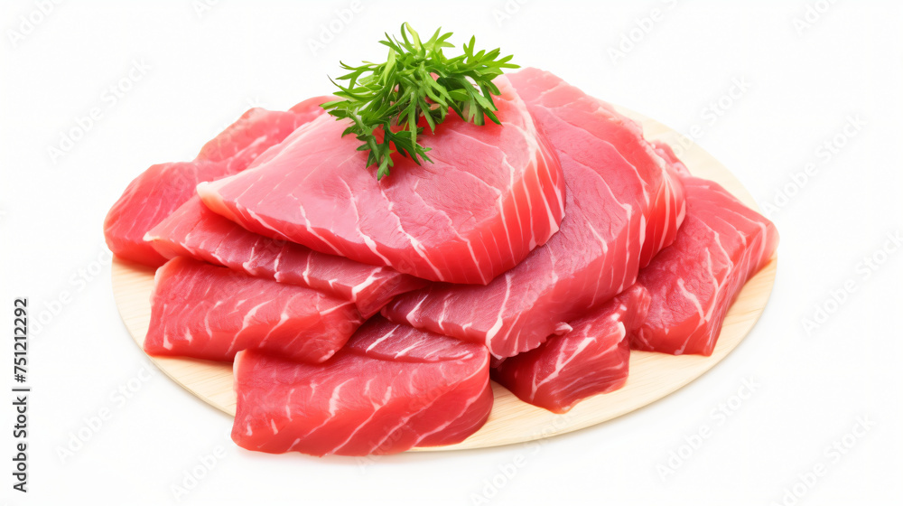 Slices Tuna sashimi isolated on white background