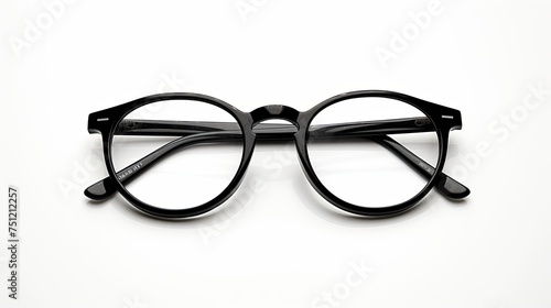 Fashionable Retro Glasses with Black Plastic Frame, Isolated on White Background. Perfect Eye Wear for Any Occasion