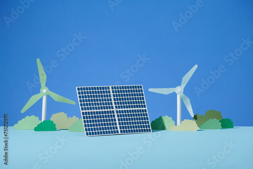 Paper cut of nature friendly renewable sources of energy photo