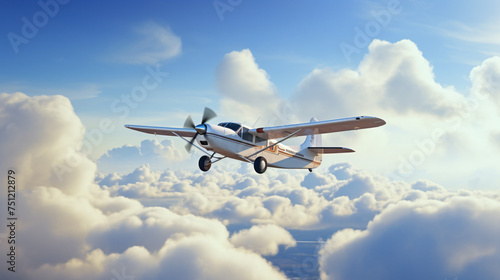 Small plane in cloudy sky for rainmaking