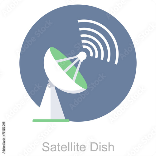 Satellite Dish and broadcast icon concept