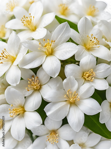 Close-up beautiful white jasmine flowers from macro photo by flash studio style background.