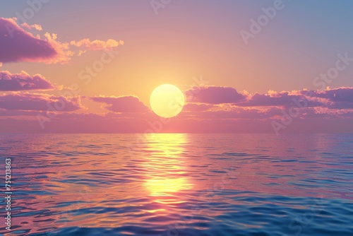 Sunset Serenade A Pink and Orange Ocean Scene Generative AI © Satyam