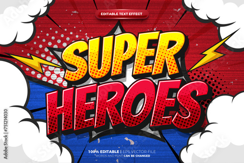 Super Heroes Halftone Comic Cartoon Retro Pop Art Text Effect 050324