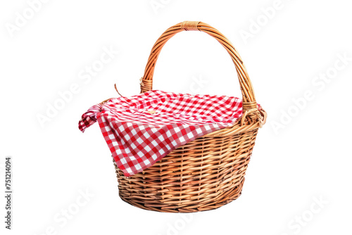Basket with Red Gingham Charm Isolated On Transparent Background