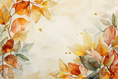 Autumn Leaves in a Watercolor Painting Generative AI