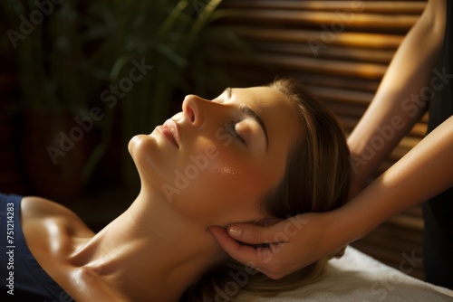  Holistic therapy Head massage to release muscle tension and promote sleep